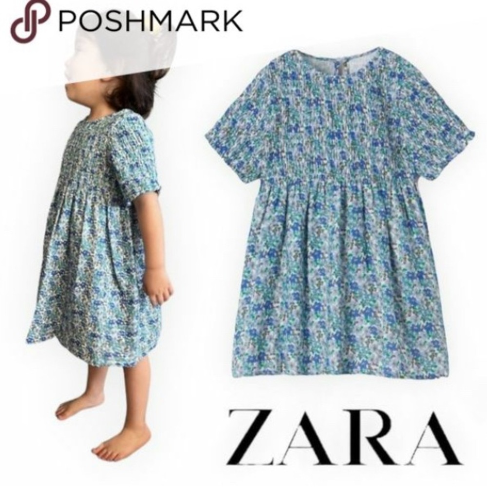 ZARA kids Smocked Floral Dress Girls size 4-5 years​​ EUC​